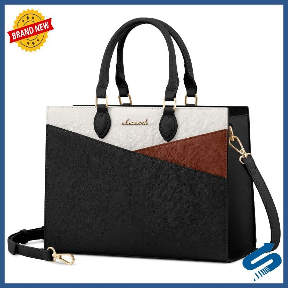 PU Leather Satchel Tote with Adjustable Strap, Multiple Pockets, Two Sizes